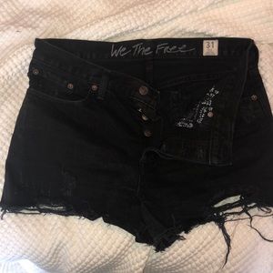 Free People Black Denim Shorts